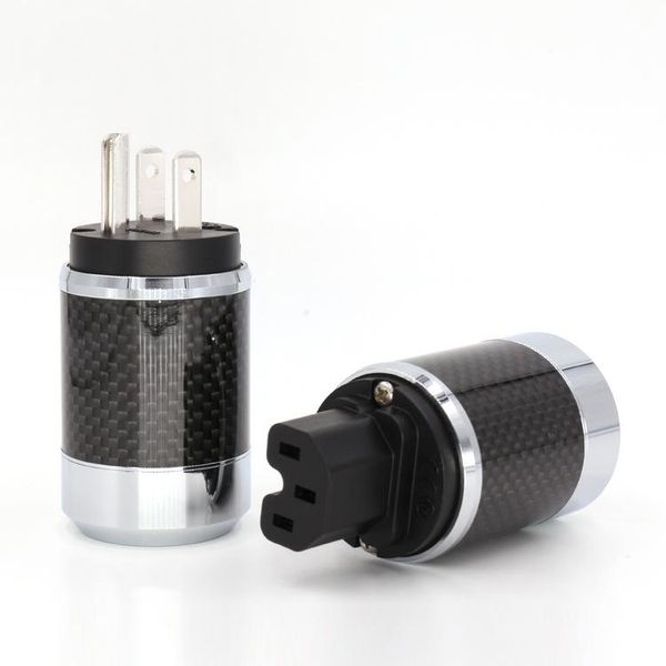 

smart power plugs pair rhodium plated us cord plug carbon fiber ac male and female