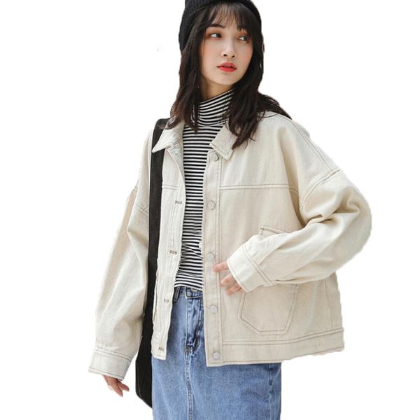 

women's jackets jean jacket, jacket black jeans, long sleeve, loose, casual, beige, korean fashion, for spring and fall 3fcn, Black;brown