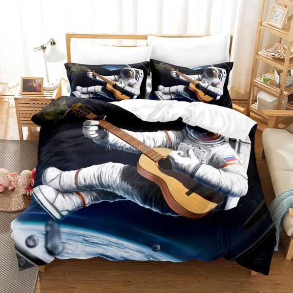

bedding sets cartoon cute astronaut planet printed set galaxy outer space duvet cover kids twin size shuttle bedclothes
