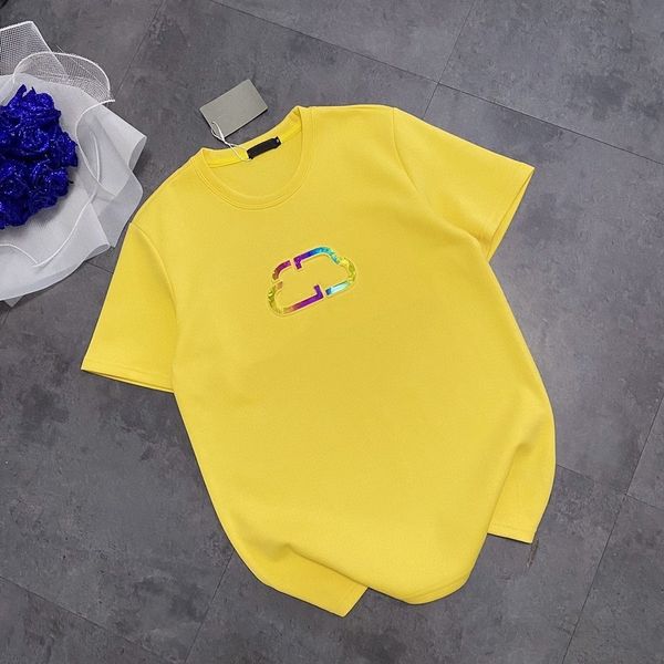 

2121 spring summer new gradient colorful lock pattern t-shirt basic letter short sleeve female0, White