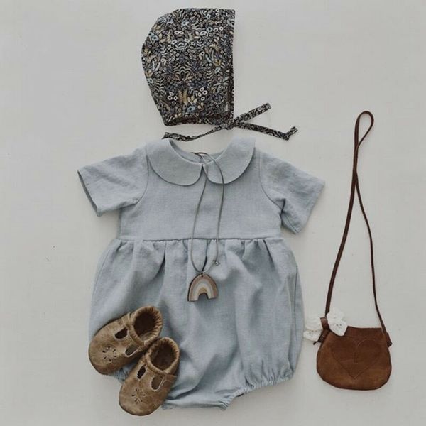 

newborn baby summer clothing solid color ruffle rompers jumpsuit baby girl clothes 0-18 months, Blue