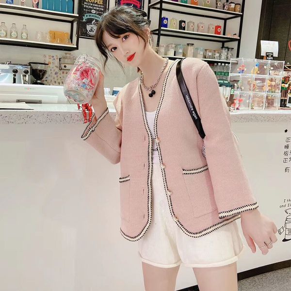 

2021 new women's cardigan spring autumn single breasted solid korea style pockets ladies sweaters casual long sleeve v neck for female, White;black
