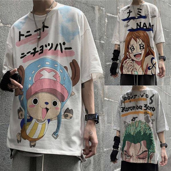 

2021 new solta de desenhos animados, uma pea, streetwear casual, solta, roronoa zoro, camiseta engraada, high street, hip hop, japonesa, xu1, White;black