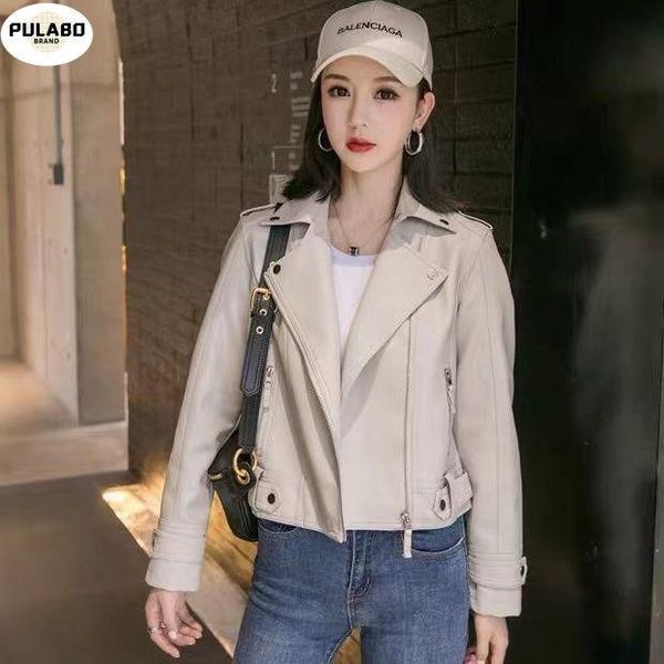 

women's leather & faux 2021 autumn winter women vintage soft suede jackets lady elegant slim fit matte coats streetwear, Black