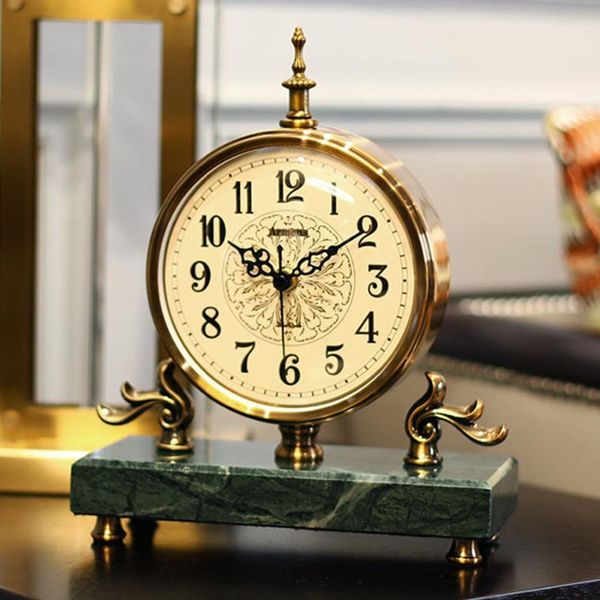 

nordic marble metal table clock luxury vintage desk clock living room office bedroom clocks deskdecoration desk watch