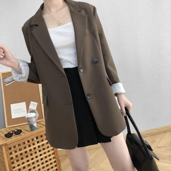 

women's suits & blazers suit spring and autumn 2021 korean version of pure color loose casual fashion long-sleeved jacket, White;black