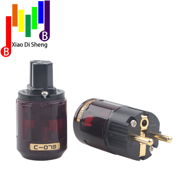

smart power plugs hi end pair p-079e+c079 24k gold-plated eu hifi plug ac cord for audio supply wire connectors