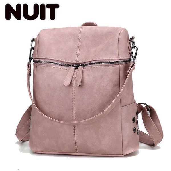 

outdoor bags women backpack luxurious leather school bag for teenager girls large ladies retro solid shoulder