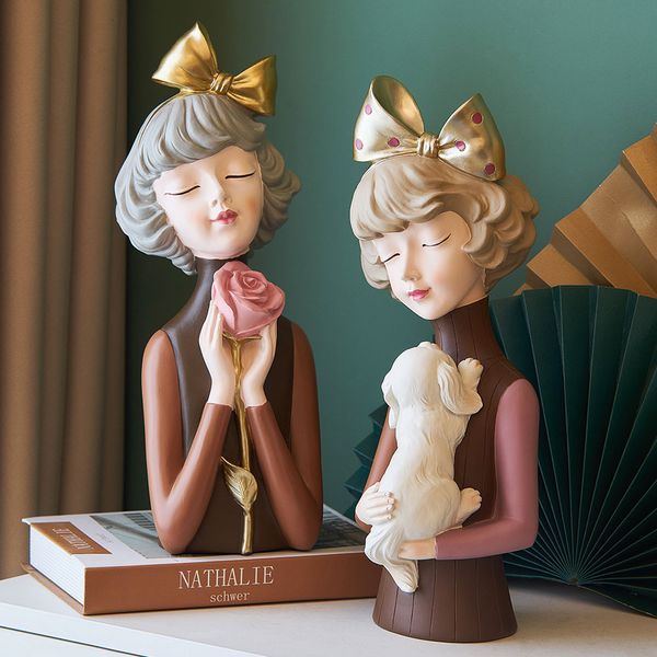 

nordic home decoration girl sculpture modern resin decorative ornament living room bedroom deskdecoration girl birthday gift
