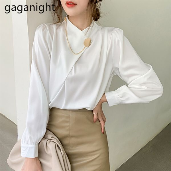 Elegante escritório senhora camisa branca forma formal chique coreano moda mola blusas mulheres manga longa camisas gota 210601