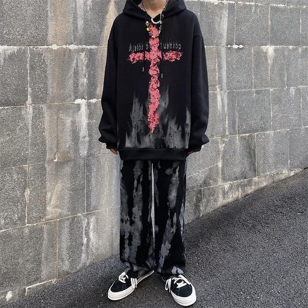

harajuku hoodie sweatshirt women fashion dark pullover streetwear harajuku girls gohtic japan kpop casual oversized, Black