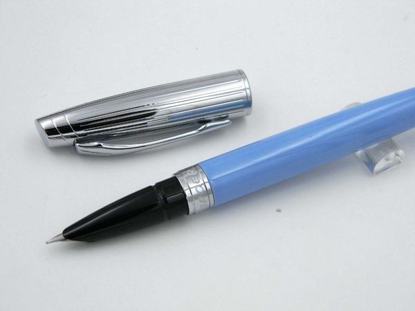 

fountain pens 100 blue lacquered silver stripe fine nib pen
