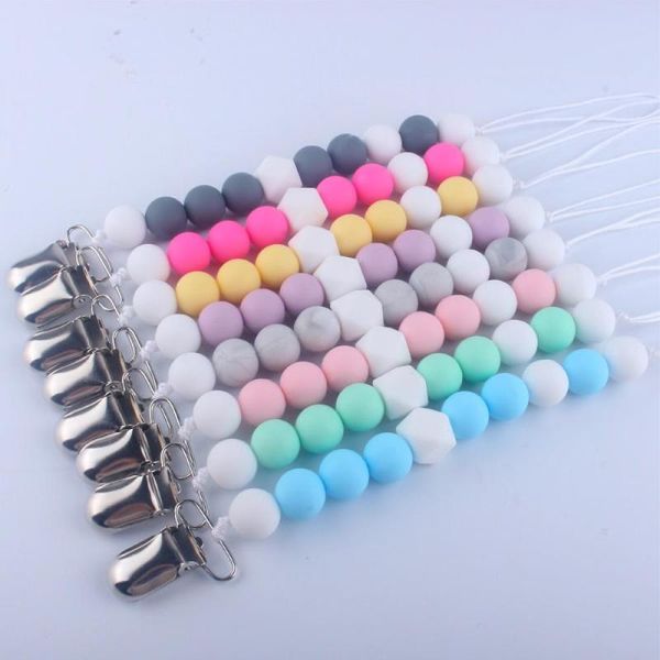 

pacifiers# handmade safe beads teething pacifier clips for nipples chew toys silicone chain baby tooth glue anti-dropping