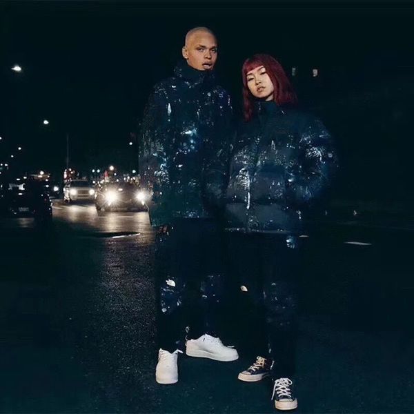 

large size cotton padded jacket european and american fashion brand winter down jacket f warm and thickened men's and women's loos, Black