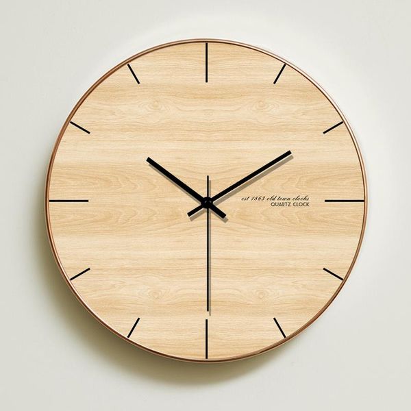 

wall clocks modern circular clock living room quartz bedroom mute wooden 12 inch