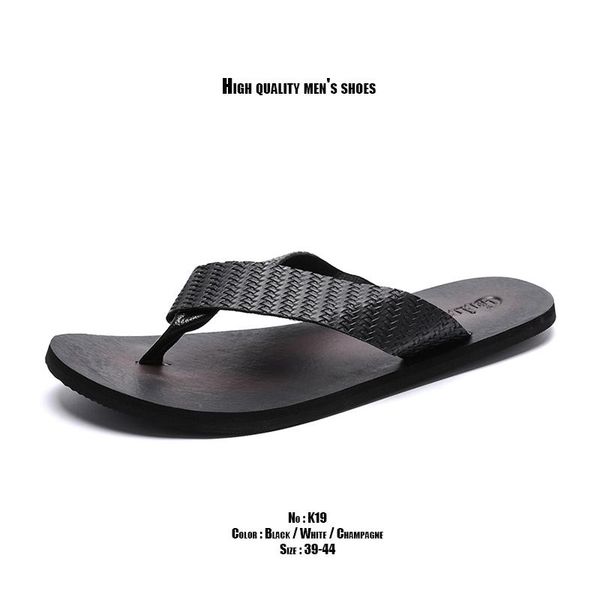 

slippers brand original design fashion 2021 summer men's flip-flops outdoor beach casual black white waterproof leather shoes