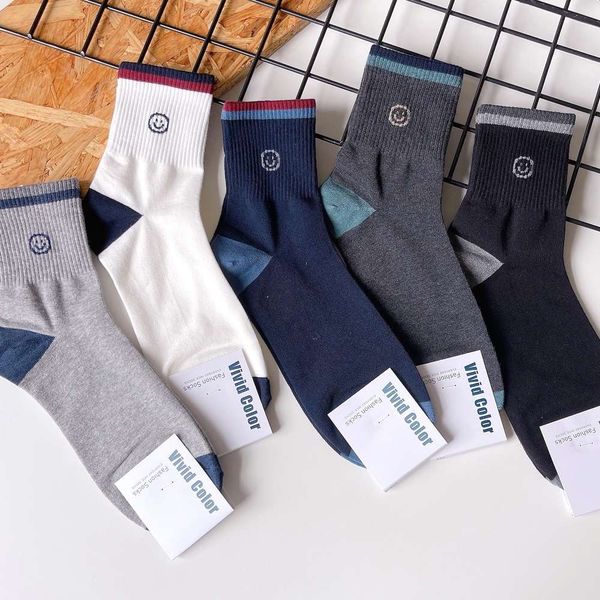 

socks men's autumn winter smiling face color matching business leisure, Black