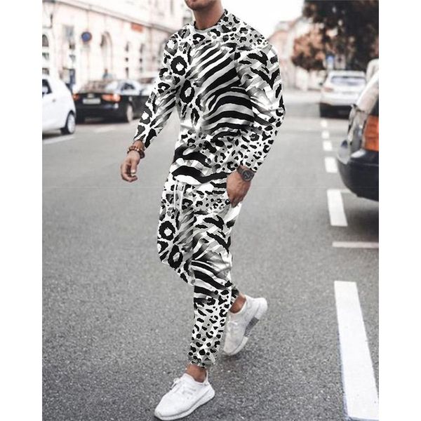 

3d printing men's zebra pattern casual wear suit long-sleeved trousers comfortable slim fit fashion fit daily travel street style worko, Gray