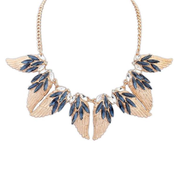 

chains trendy crystal necklace metal wing 6pcs/lot a040, Silver