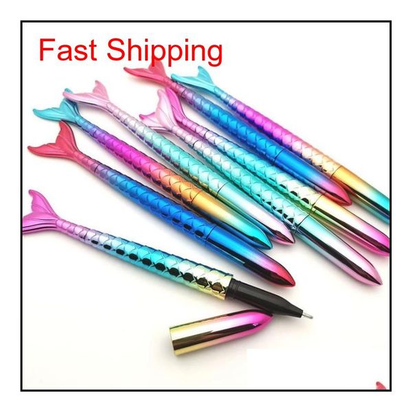 

mermaid pen gift stationery fish ballpoint pens creative school office business writing supplies students prize black blue ink 1mm 9rr 2wgpb, Blue;orange