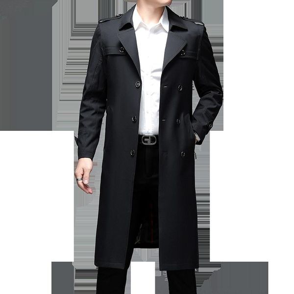 

men's trench coats 2021 arrival coat fashion long lapel windbreakers brand clothing, Tan;black