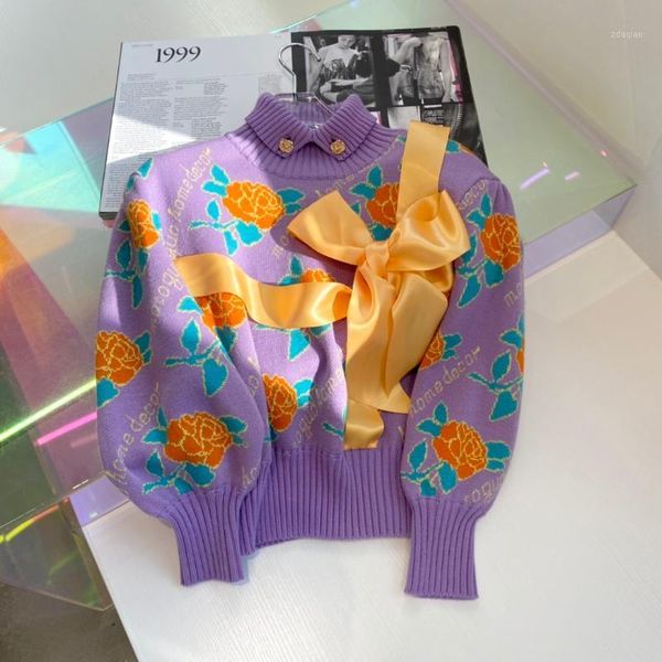 

women's fashion design bowknot knitting sweater with roses sweaters, White;black