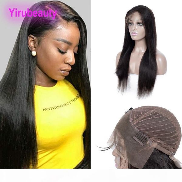 

malaysian human hair straight 13x4 lace front wig natural color lace front wigs with baby hair part straight, Black;brown