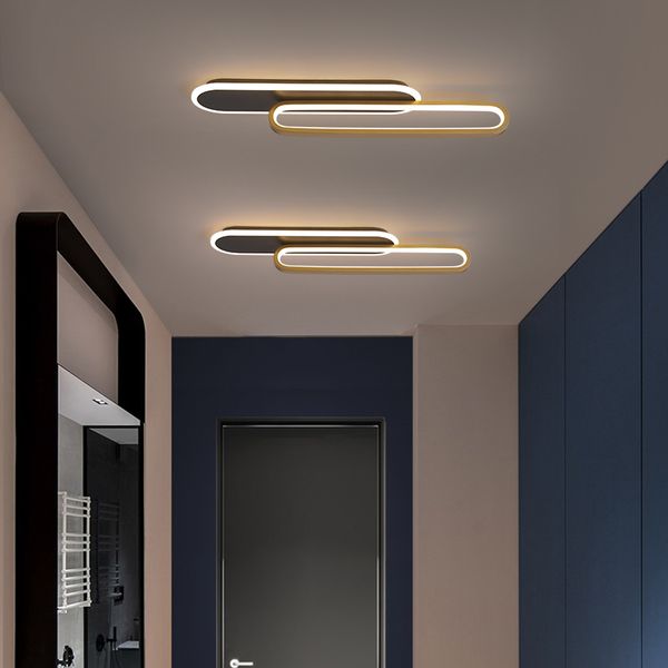 

modern minimalist long led ceiling lamp to the living room black and golden balcony fourth electrical device decoration 7ztx