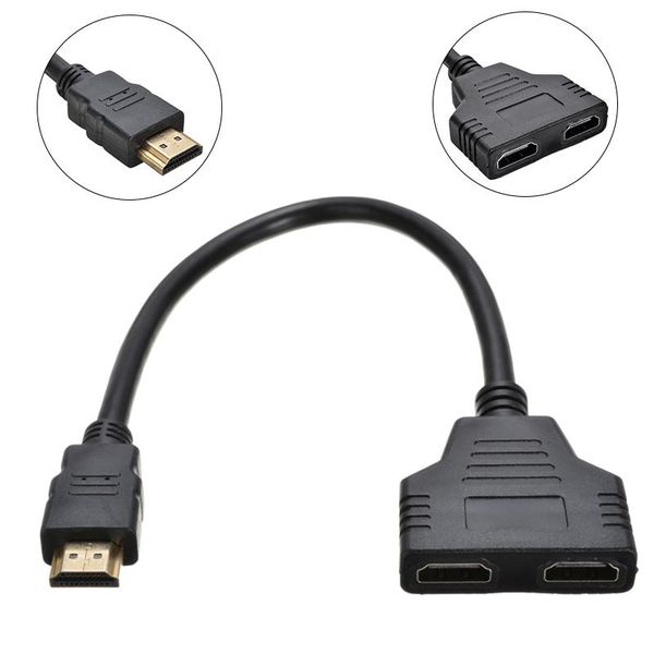 

audio cables & connectors 1 to 2 splitter adapter male dual female y convert cable for hd led lcd tv