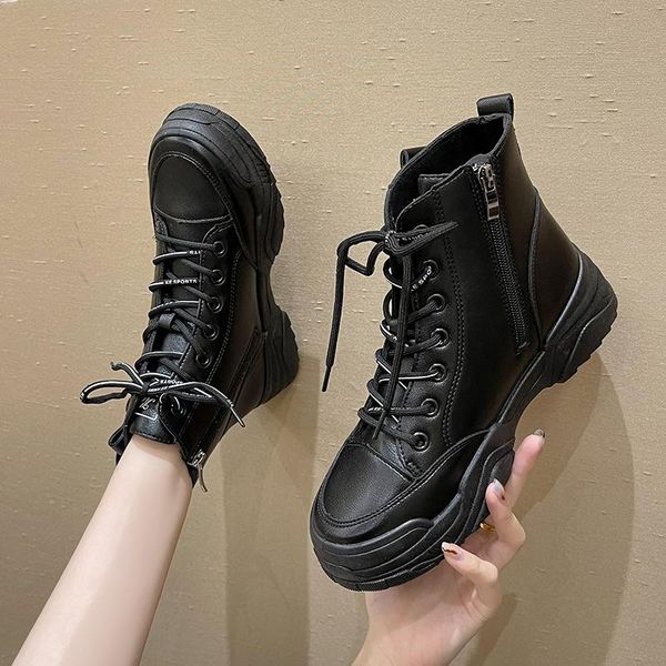 

boots 2021 single shoes thick-soled women's autumn and winter style short women tide, Black