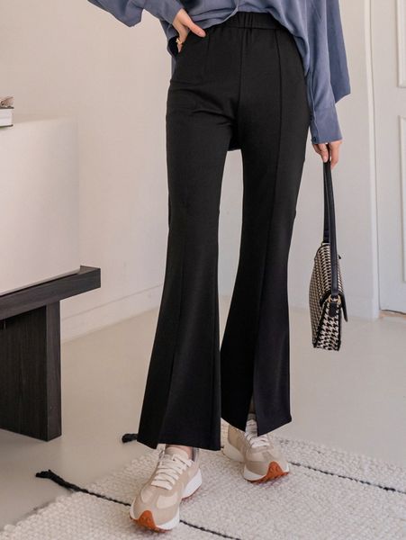 

dazy split hem flare leg pants 26ap#, Black;white