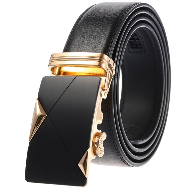 

belts fange men belt leather automatic buckle male fashion jeans chain stretch solid luxury bland black fg378-5, Black;brown