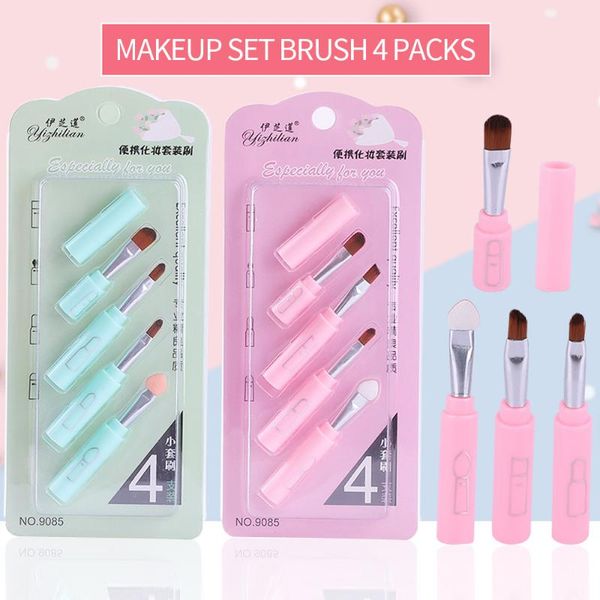 

makeup brushes saniye 4 in 1 pink portable set for eyeshadow concealer lip eye make up brush cosmetics beauty tools