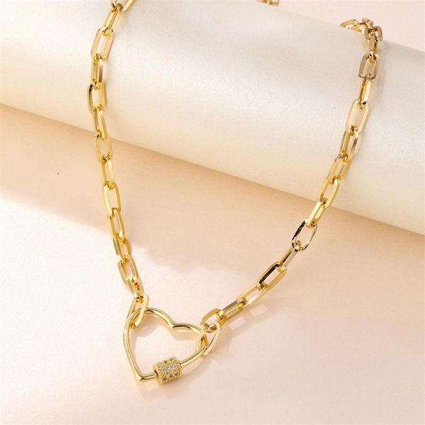 

chains classic zircon hollow heart-shaped women's pendant thick chain necklace bamboo sweater, Silver