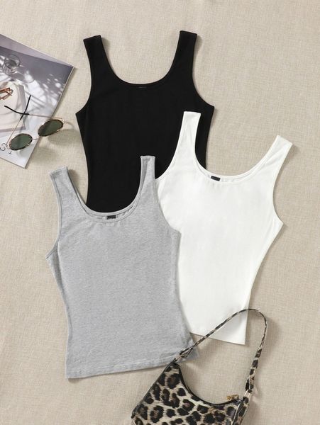 

3pcs solid tank 54sx#, White