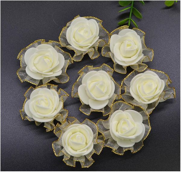 

20pcs mini 3cm foam silk rose artificial flower bouquet white beige rose wedding flower decoration scrapbooking fake ros qyluyq