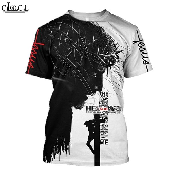 

cloocl est god religion christ jesus 3d print t shirt streetwear men women fashion t-shirt harajuku drop 210721, White;black