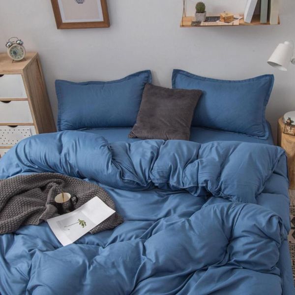 

bedding sets 3/4pcs solid color bedclothes quilt cover bed sheet pillow case set