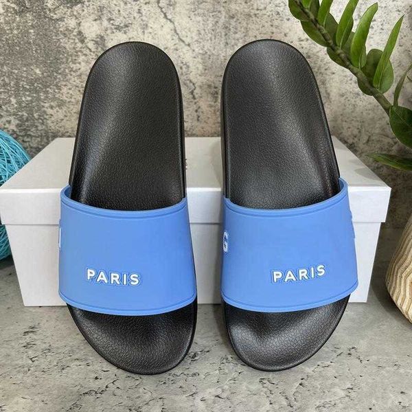

2022 mens womens summer rubber slippers sandals beach slide fashion scuffs three-dimensional font indoor shoes size 36-46 with box, Black