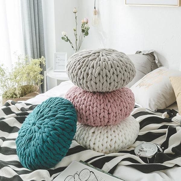 

cushion/decorative pillow pure hand-woven thick thread sofa cushion creative home decoration sitting diy knitting