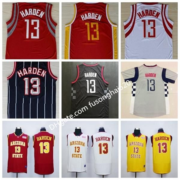 

james harden arizona state jersey sun devils college basketball jersey stitched yellow red white shorts men's #13 james harden jerseys, Black;red