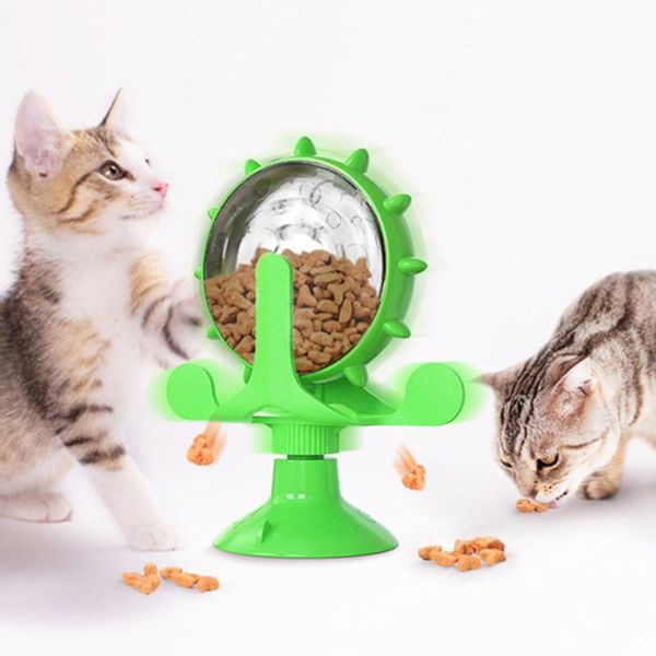

cat toys funny pet turntable toy 360 rotating windmill interactive training teasing puzzle exercise play game feeding leakage device