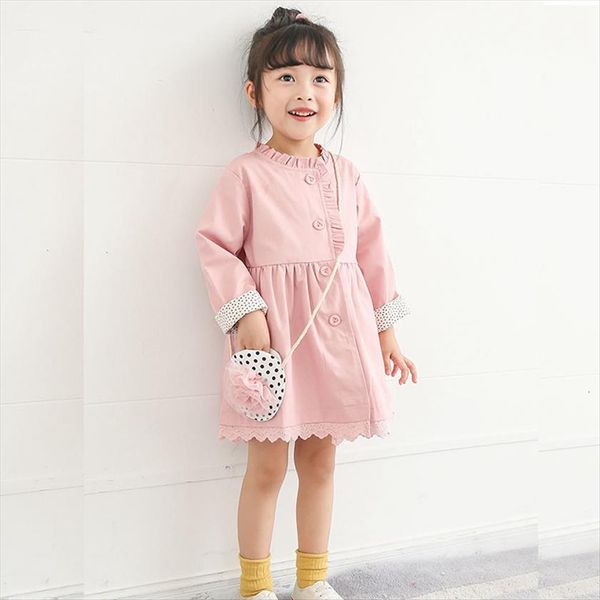 

little girls spring autumn windbreaker yellow pink childrens korean lace long coat baby princess dress, Camo