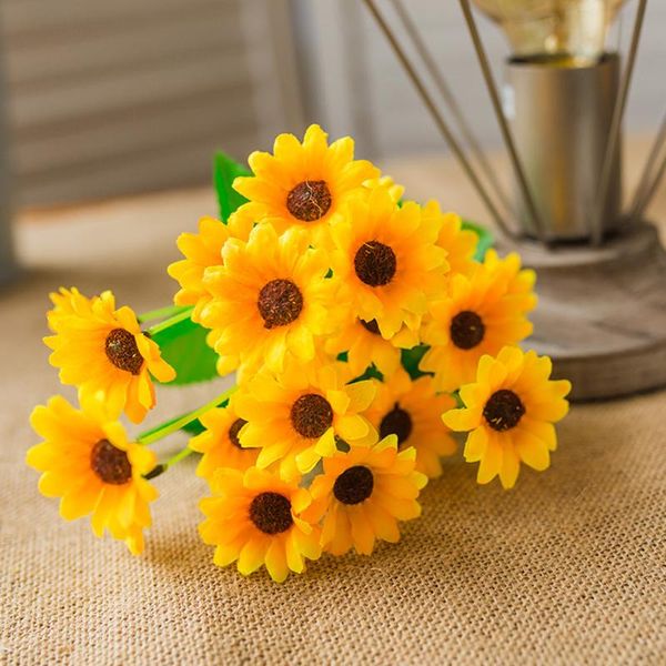 

decorative flowers & wreaths artificial home decora 7 head silk sunflower wedding floral bouquet fake simulation flower party desk decor