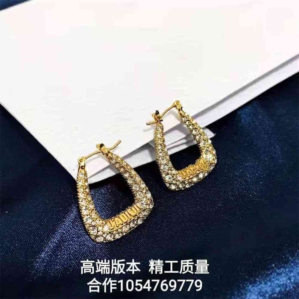 

special offer 2021 luxury designer jewelry d's new earrings women's asymmetric diamond inlaid pearl letter earrings tassel, Silver