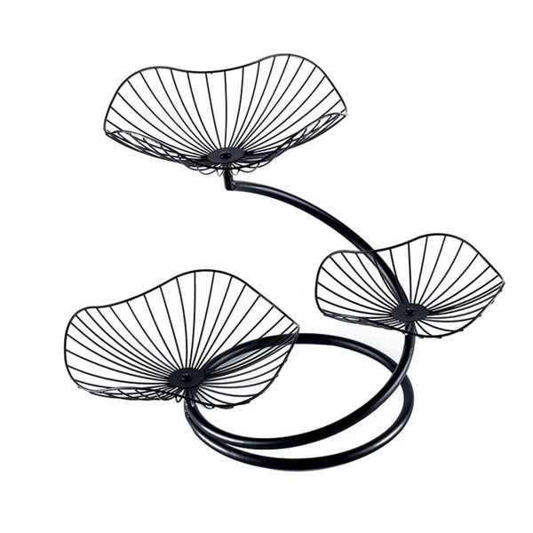 

storage baskets 3-tier easy install home decor display holder diy kitchen fruit basket lotus leaf metal vegetable nordic style art craft