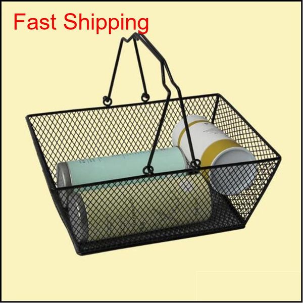 

new shopping baskets for cosmetics ,powder coated bastket for cosmetics store wire mesh basket with metal handles shipping iqng6 sezc4