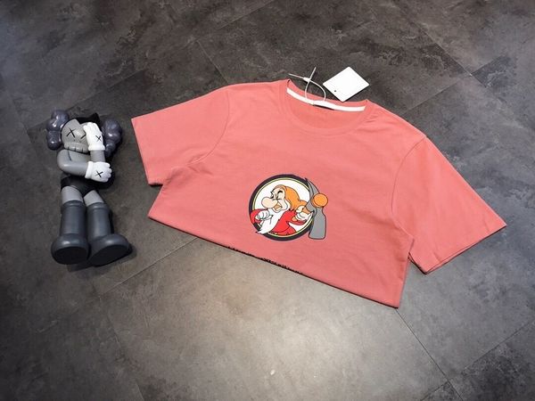 

early spring 2121 new cartoon dwarf time print t-shirt round neck loose short sleeve girl0, White