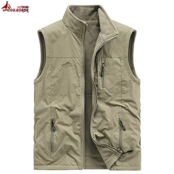 

men's vests brand clothing double-sided vest jacket men autumn winter warm fleece sleeveless male casual waistcoat veste homme, Black;white