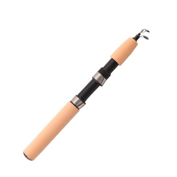 Ganci da pesca Ghiaccio Ghiaccio Fibra di carbonio in fibra di sughero Manico in legno Inverno Carp Pesce Mini Spinning Pole Tackle 75cm